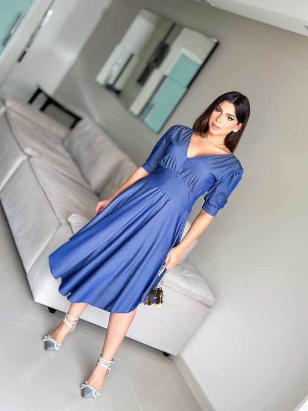 Vestido jeans manga princesa